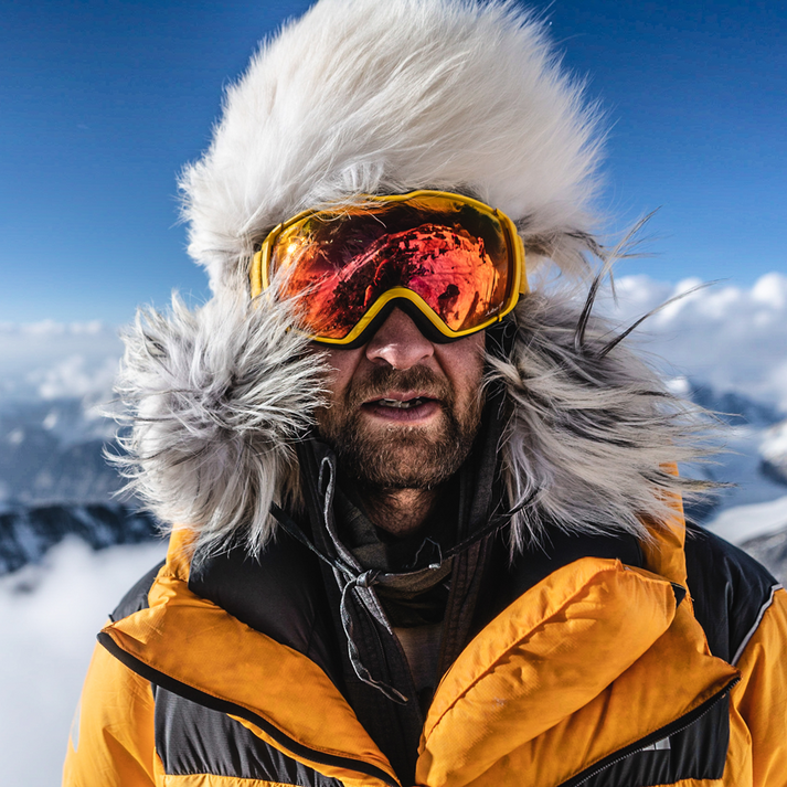 Renan Ozturk on a snowy mountain